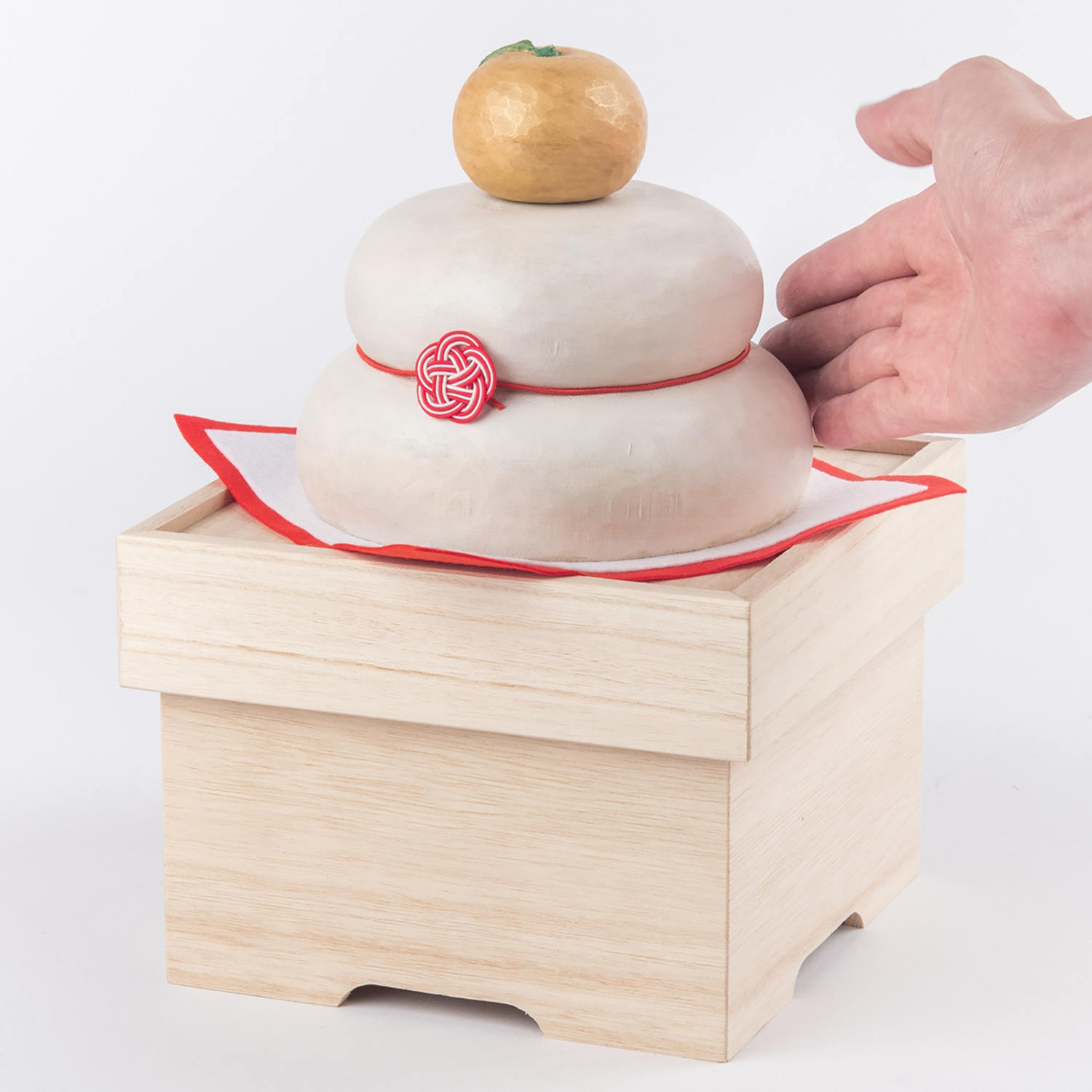 たまふり屋 宝来宝来神社御祈祷 金運祈願の永世木彫り鏡餅 ＜大＞