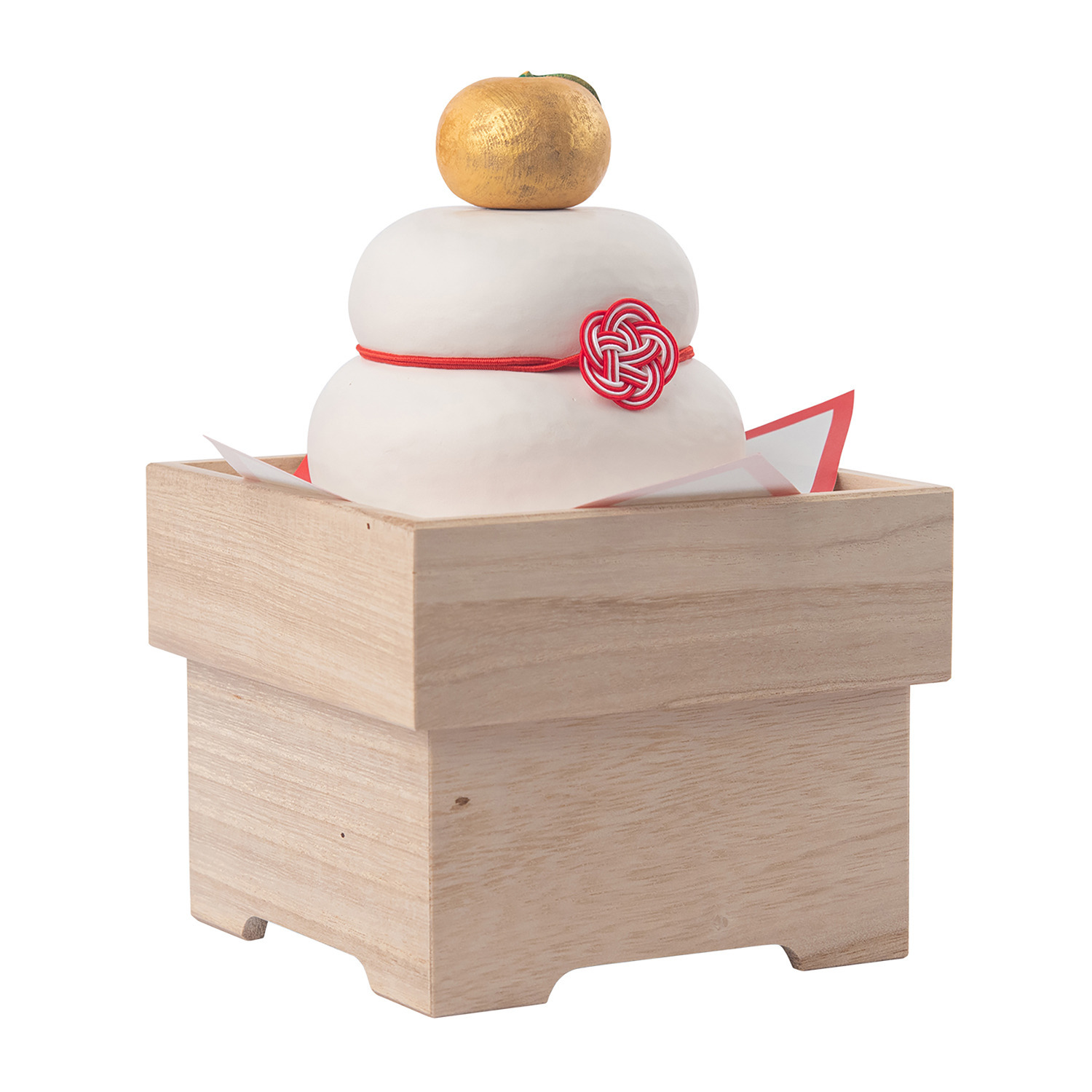 たまふり屋 宝来宝来神社御祈祷 金運祈願の永世木彫り鏡餅 ＜小＞