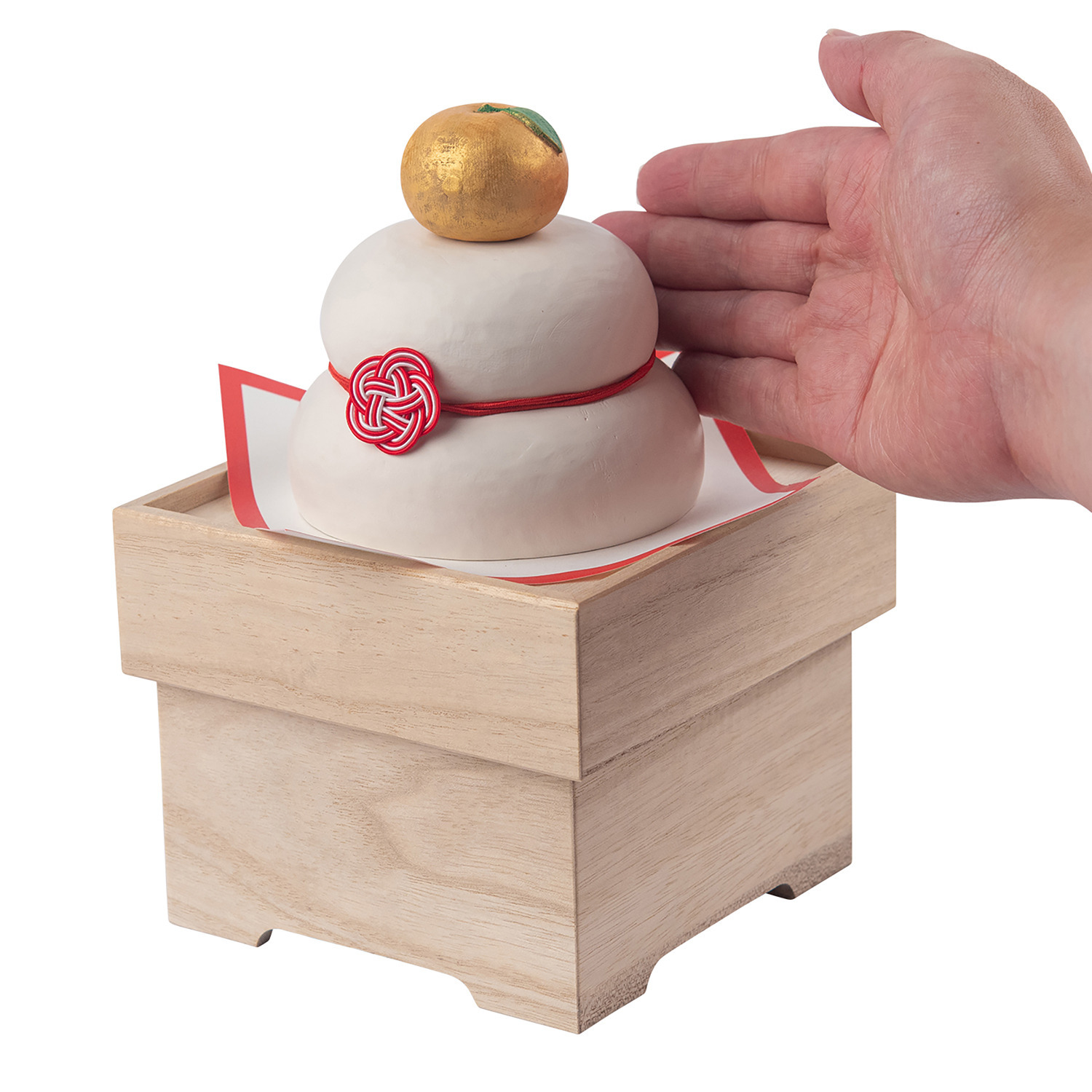 たまふり屋 宝来宝来神社御祈祷 金運祈願の永世木彫り鏡餅 ＜小＞