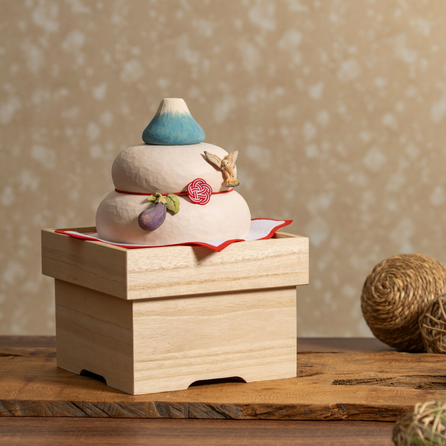 たまふり屋 宝来宝来神社御祈祷 初夢木彫り鏡餅