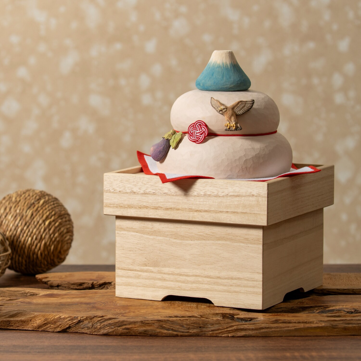たまふり屋 宝来宝来神社御祈祷 初夢木彫り鏡餅