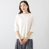 ソアージュ 希少なスビン綿１００％ とろける肌触りと 上品な光沢 七分袖ボートネック カットソープルオーバー