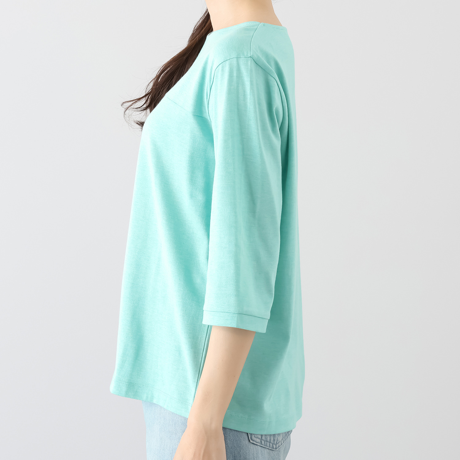 ソアージュ 希少なスビン綿１００％ とろける肌触りと 上品な光沢 七分袖ボートネック カットソープルオーバー