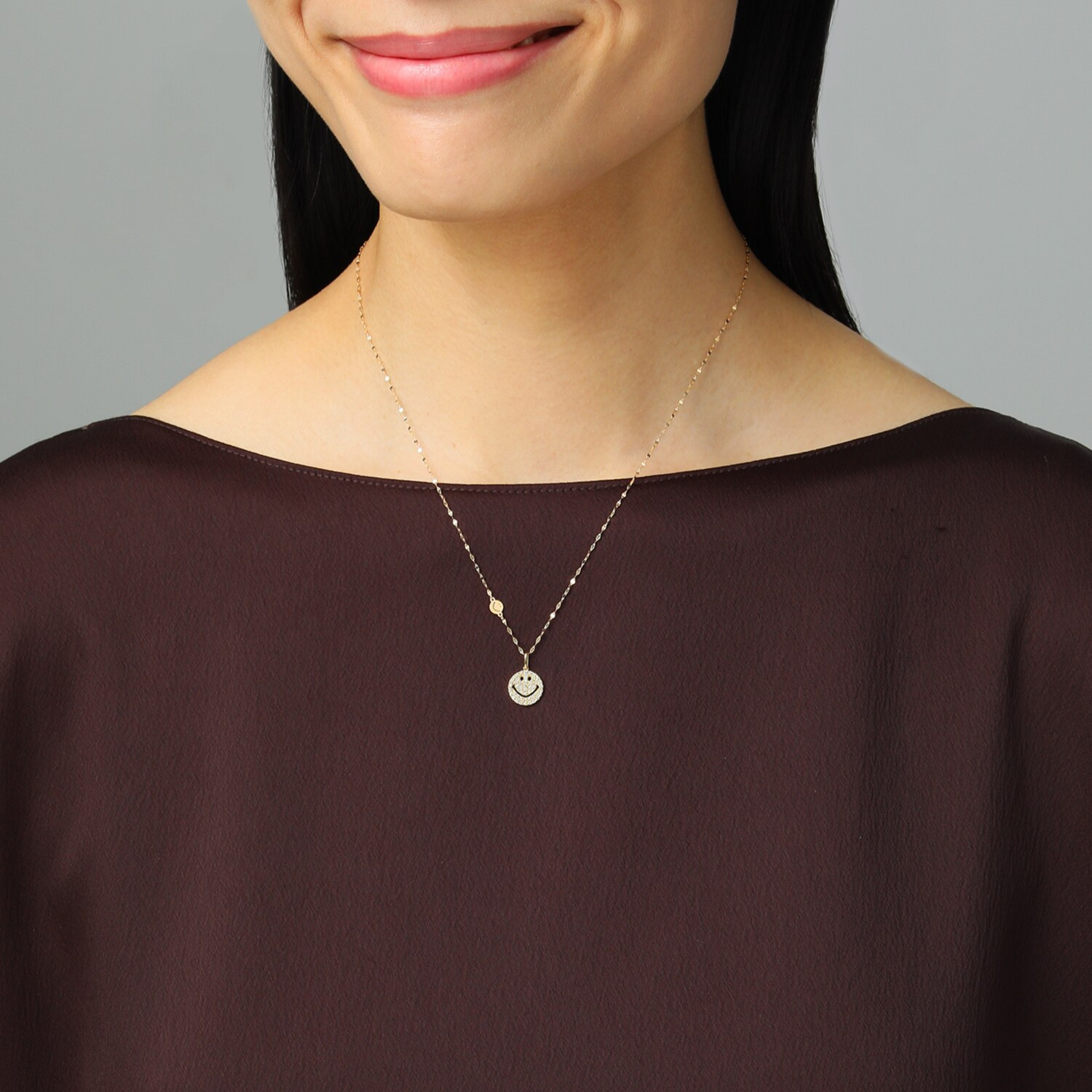 エクラプリュス １８Ｋ ダイヤモンドパヴェ スマイル ペンダントトップ