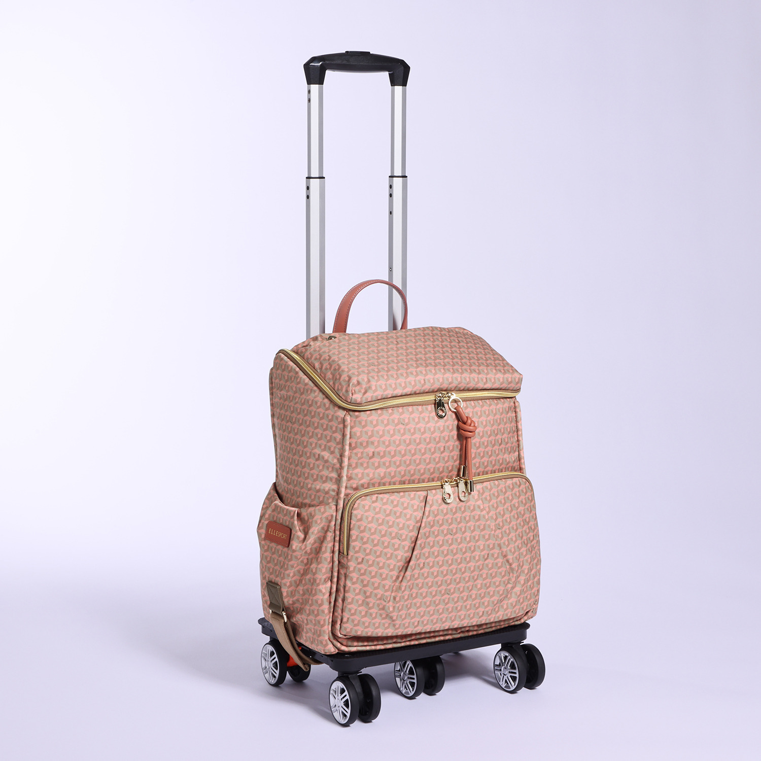 ＥＬＬＥ　ＳＰＯＲＴ はっ水 キューブ柄 ルリエシリーズ リュックにもなる 多機能キャリーケース