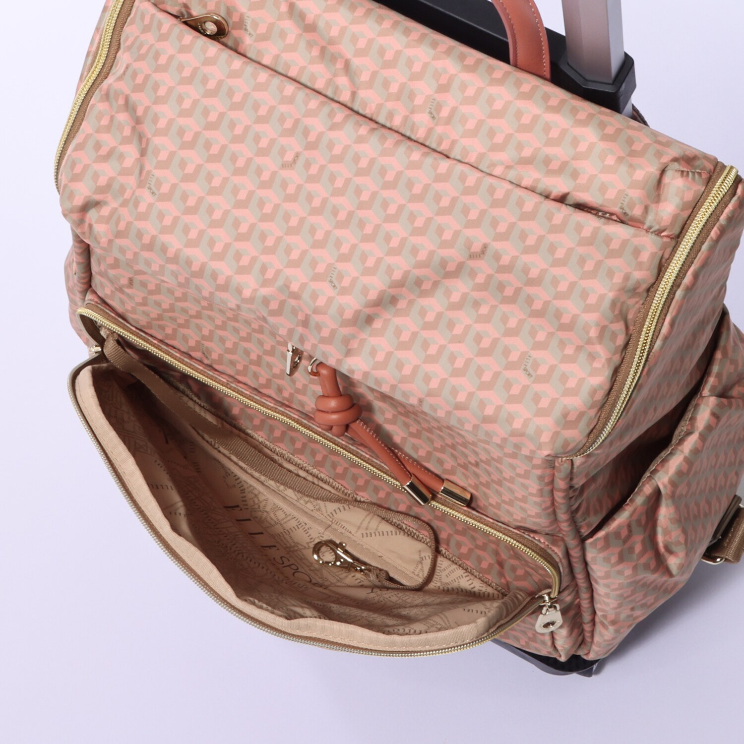 ＥＬＬＥ　ＳＰＯＲＴ はっ水 キューブ柄 ルリエシリーズ リュックにもなる 多機能キャリーケース