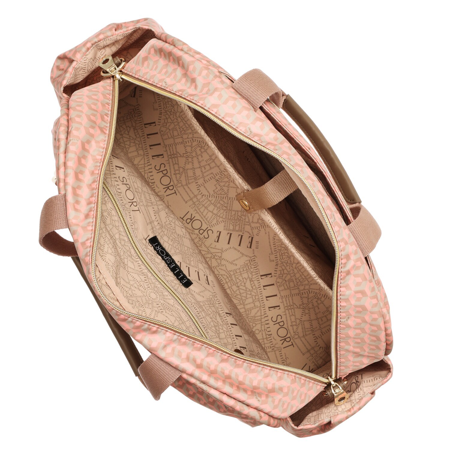 ＥＬＬＥ　ＳＰＯＲＴ はっ水 キューブ柄 ルリエシリーズ ２ウェイボストンバッグ