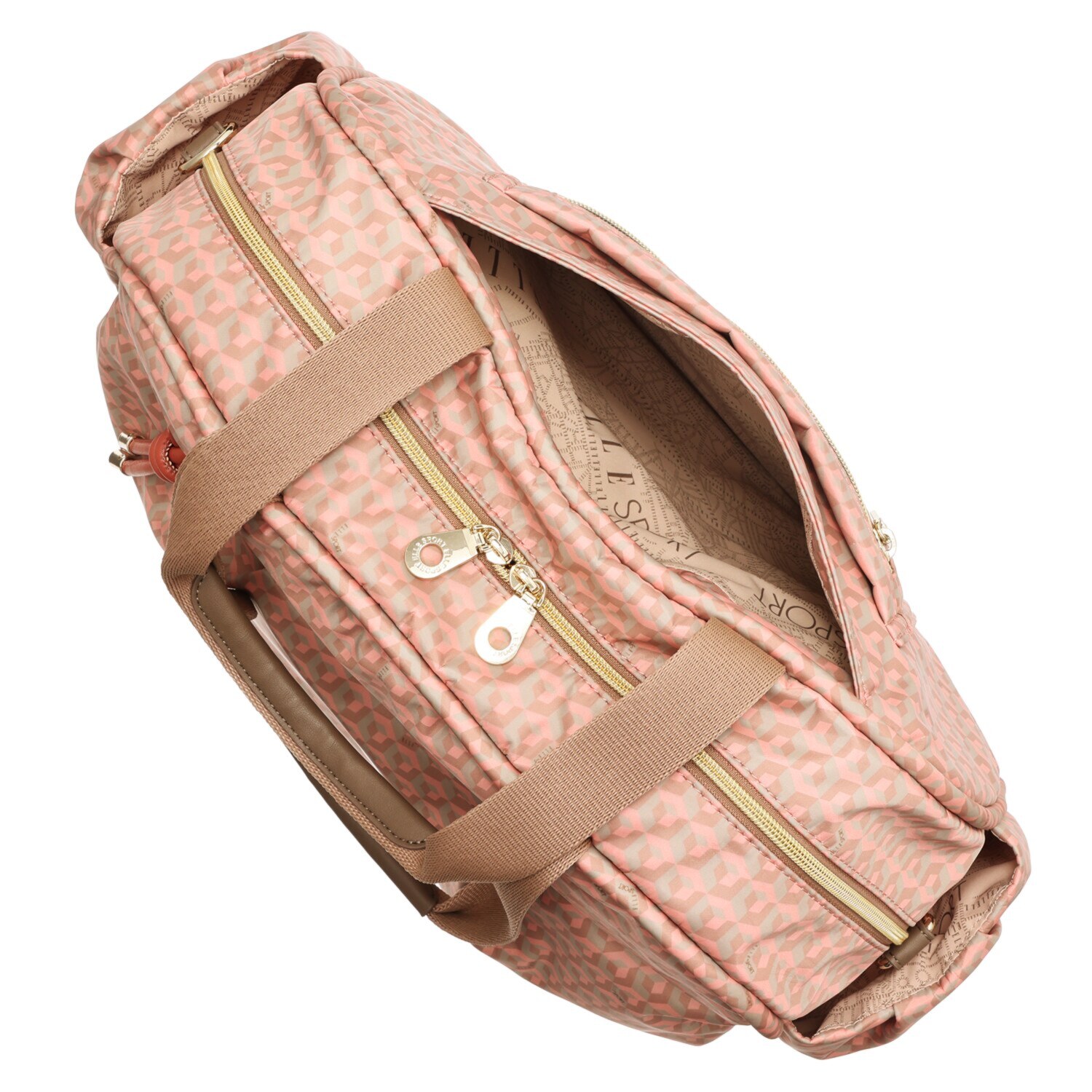 ＥＬＬＥ　ＳＰＯＲＴ はっ水 キューブ柄 ルリエシリーズ ２ウェイボストンバッグ