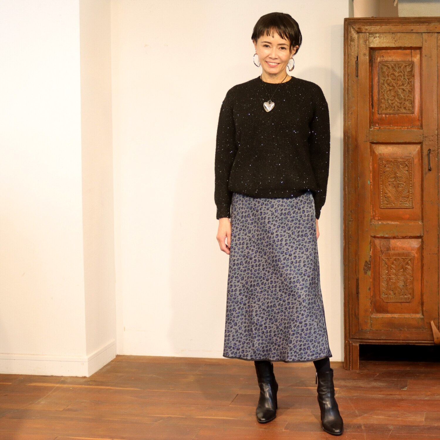 ルティア レオパードプリント スカート