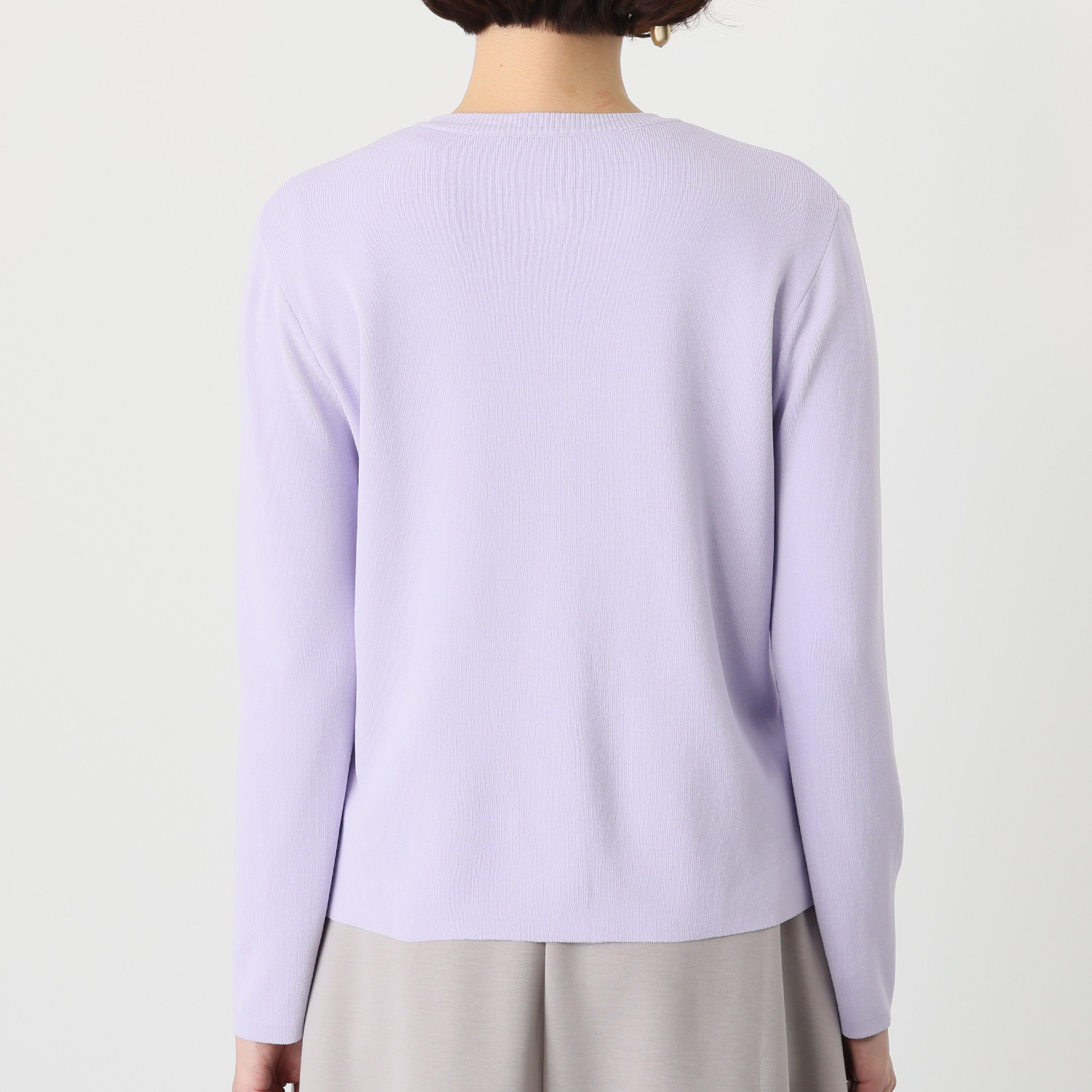 ルクオーレ きれい見え 総針編 ボタンアクセント ニットカーディガン