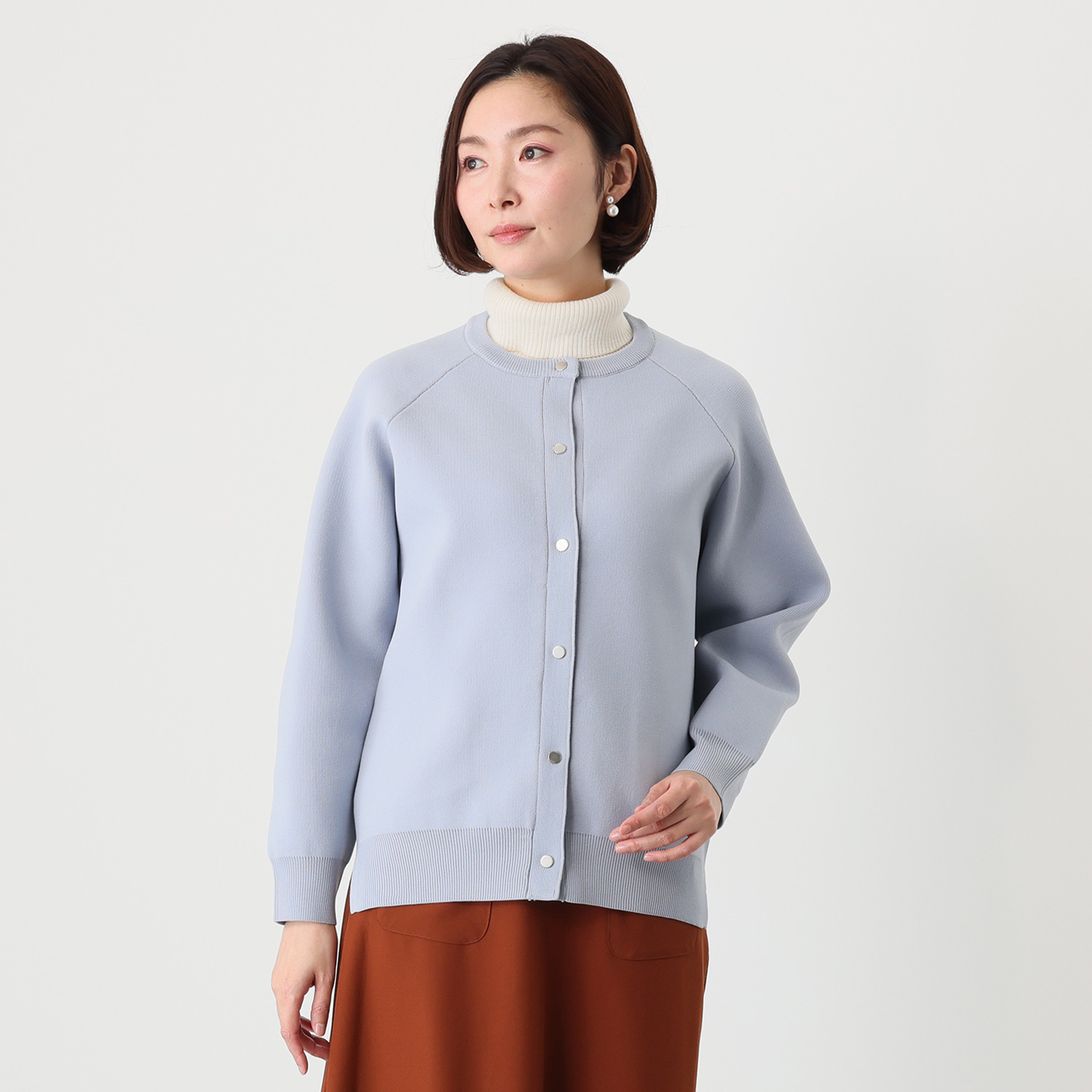 ルクオーレ 軽く羽織れる ハーフミラノリブ編 ニットブルゾン