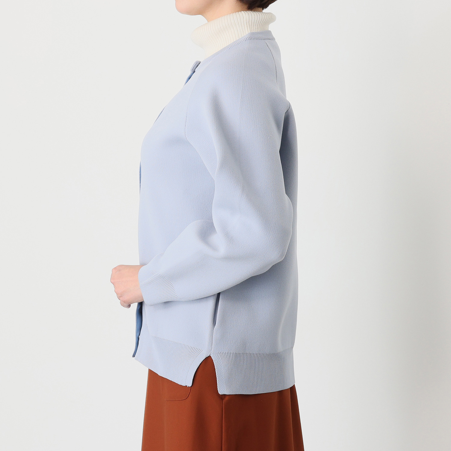 ルクオーレ 軽く羽織れる ハーフミラノリブ編 ニットブルゾン