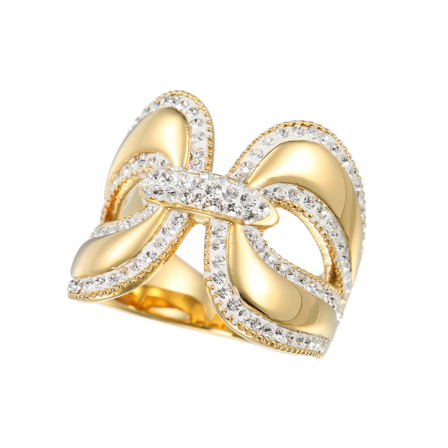 アビステ ウォッチ＆アクセサリーズ ステンレス クリスタルガラス オープンワークリング