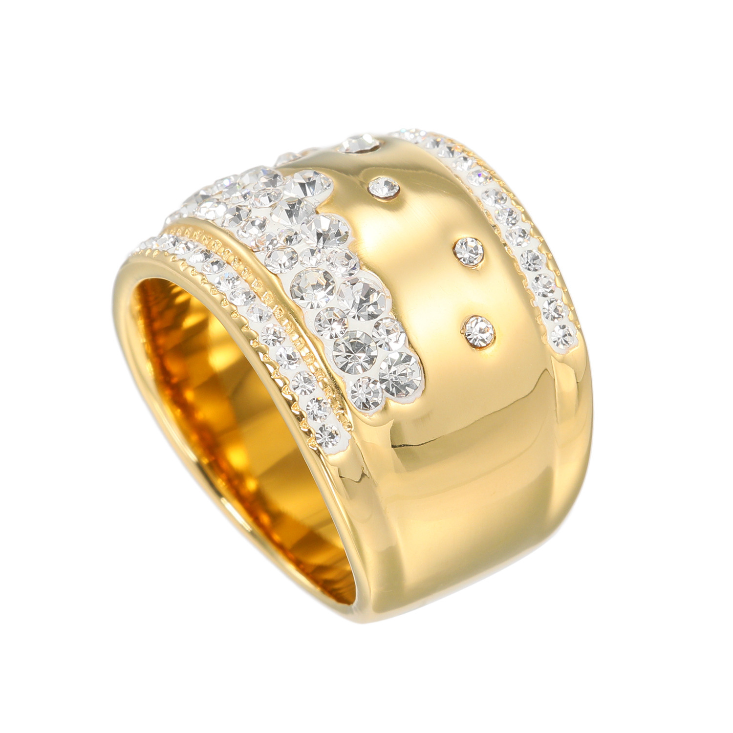 アビステ ウォッチ＆アクセサリーズ ステンレス クリスタルガラス ドットデザインリング