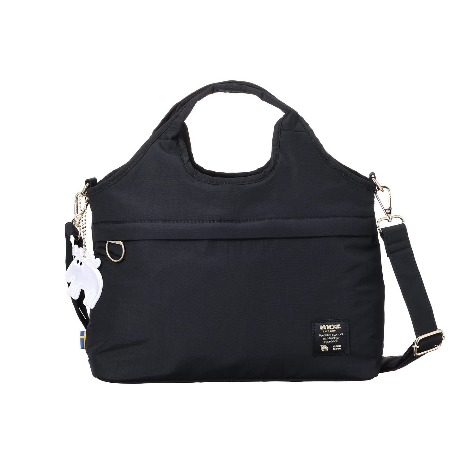 モズ エルクデザインチャーム付 はっ水ナイロン 超軽量 ２ウェイトートバッグ