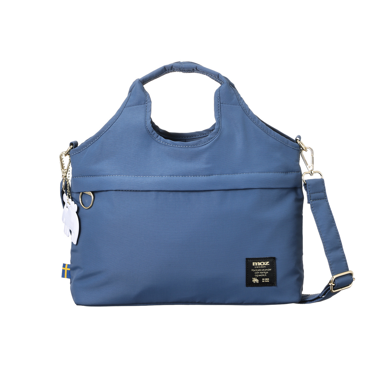 モズ エルクデザインチャーム付 はっ水ナイロン 超軽量 ２ウェイトートバッグ