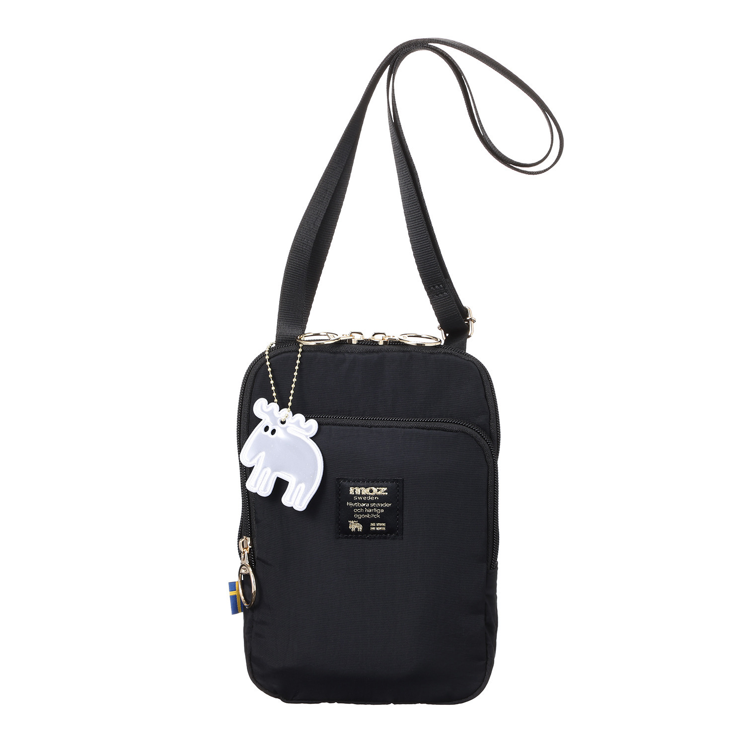 モズ エルクデザインチャーム付 はっ水ナイロン 超軽量ポシェット