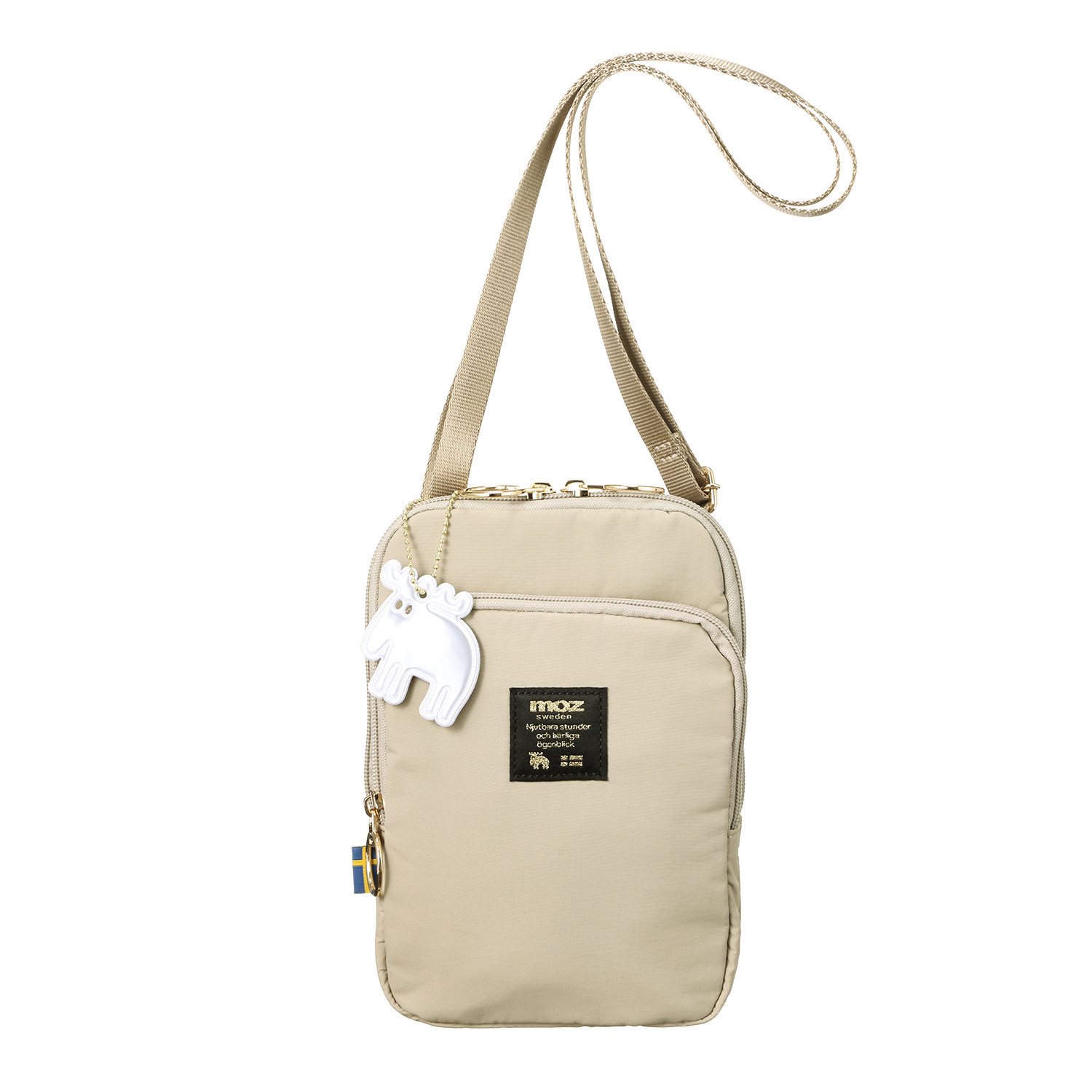 モズ エルクデザインチャーム付 はっ水ナイロン 超軽量ポシェット