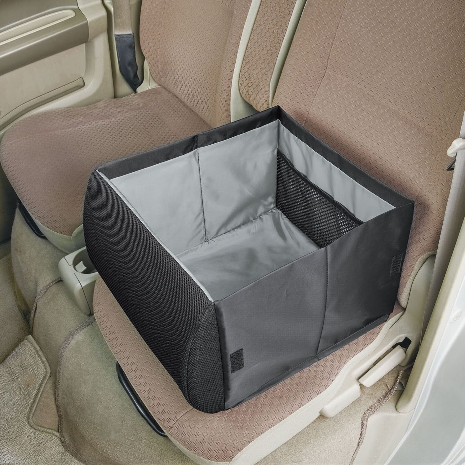 たたんで腰クッション！ 広げて収納ボックスに！ 荷物の転落防止！ シートボックス 腰クッション