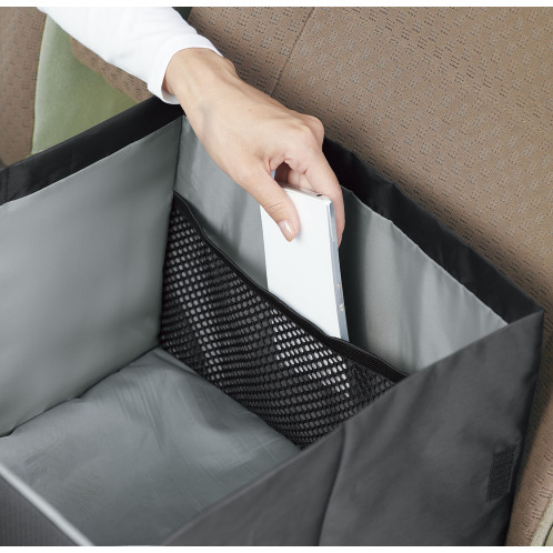 たたんで腰クッション！ 広げて収納ボックスに！ 荷物の転落防止！ シートボックス 腰クッション