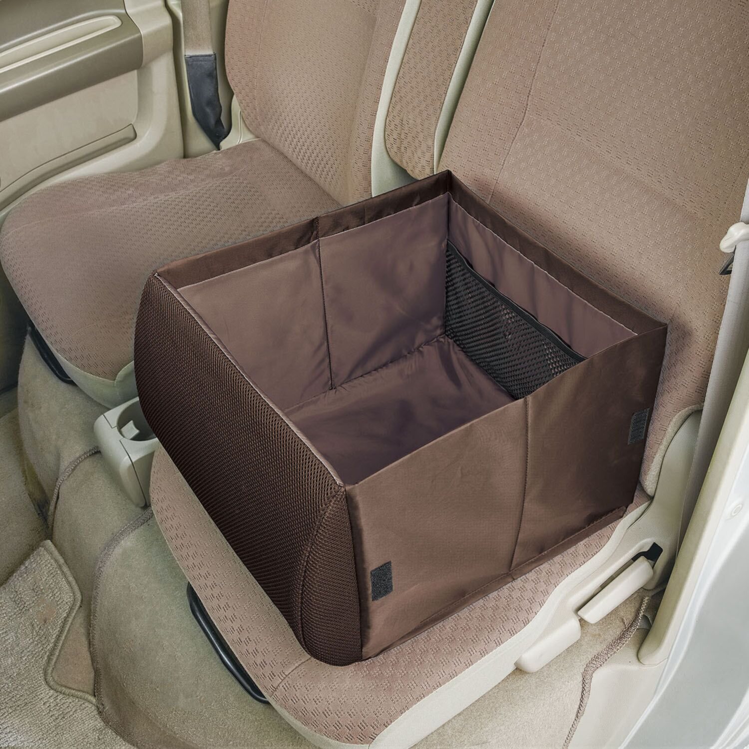 たたんで腰クッション！ 広げて収納ボックスに！ 荷物の転落防止！ シートボックス 腰クッション