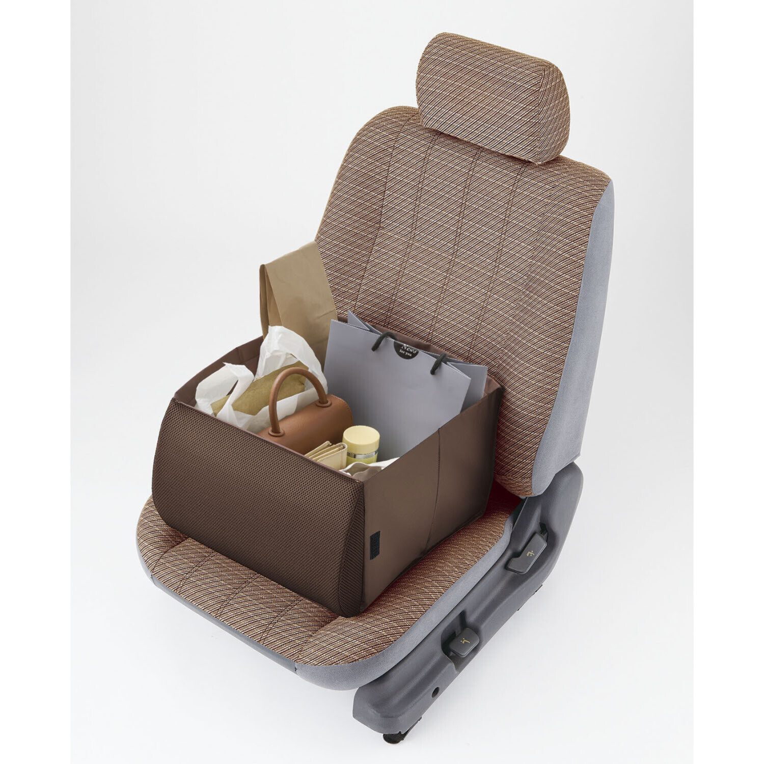 たたんで腰クッション！ 広げて収納ボックスに！ 荷物の転落防止！ シートボックス 腰クッション