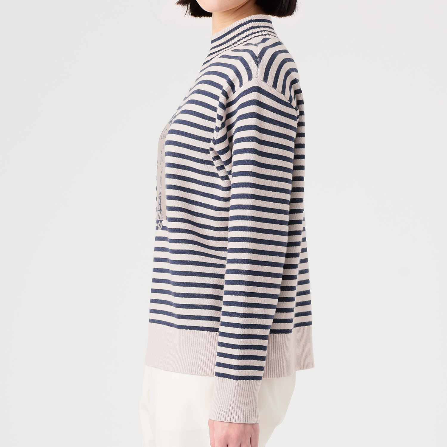 アリュメット もちもちニット ボーダープルオーバー