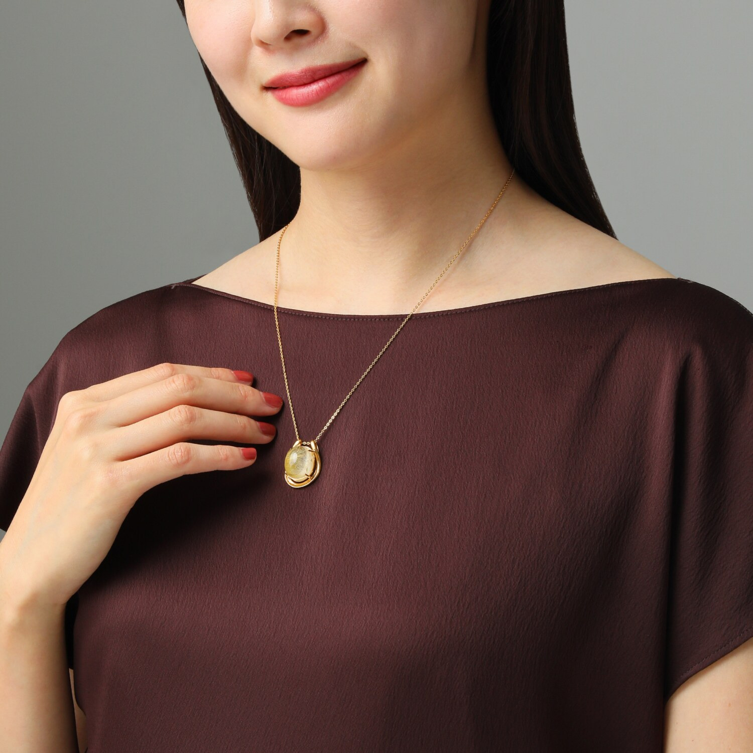 貴煌 シルバー ルチルクォーツ ホースシューデザイン ペンダント