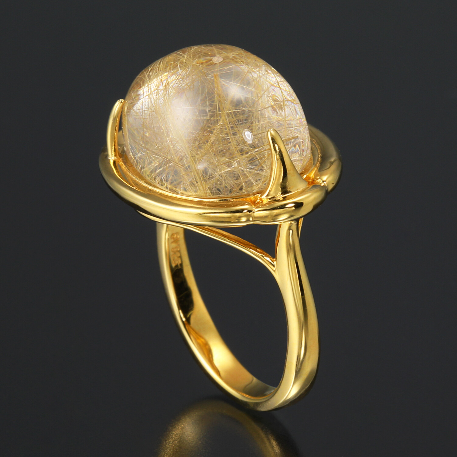 貴煌 シルバー ルチルクォーツ ホースシューデザイン リング