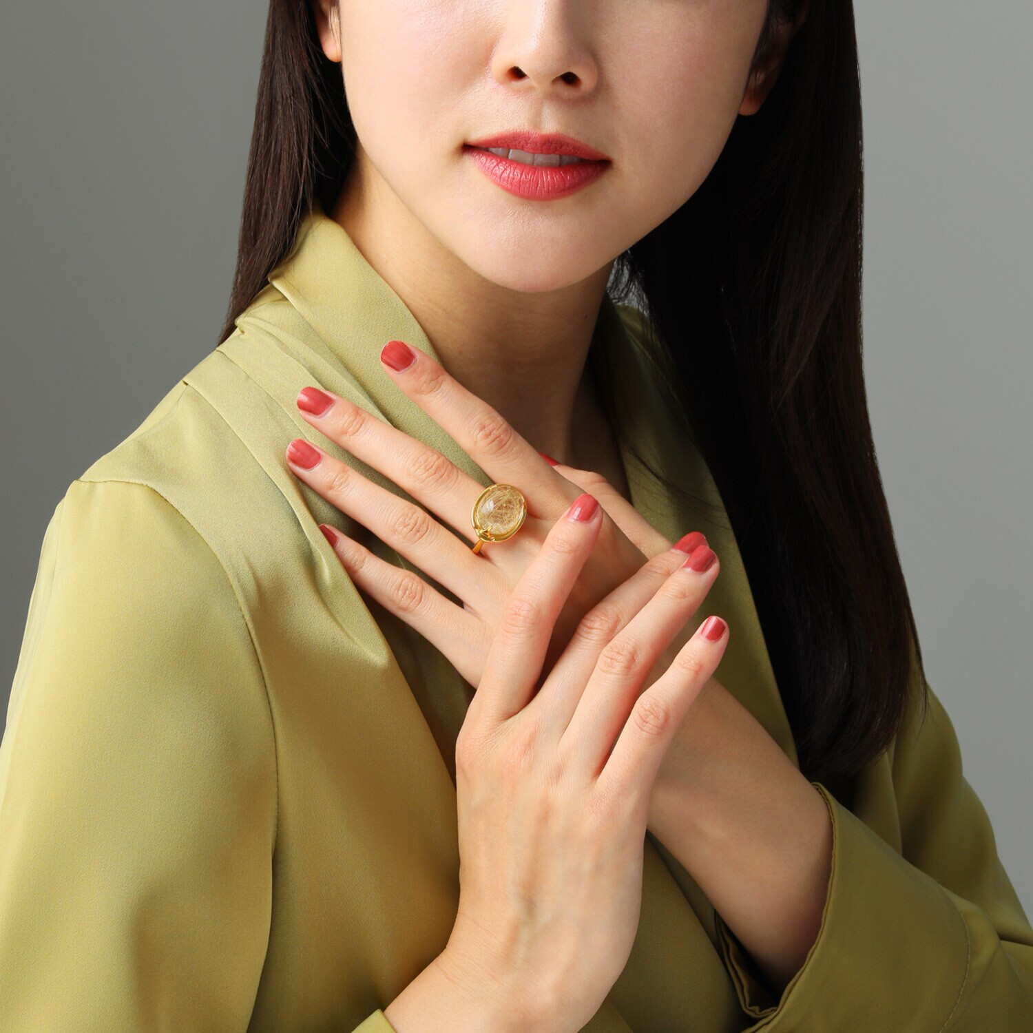 貴煌 シルバー ルチルクォーツ ホースシューデザイン リング