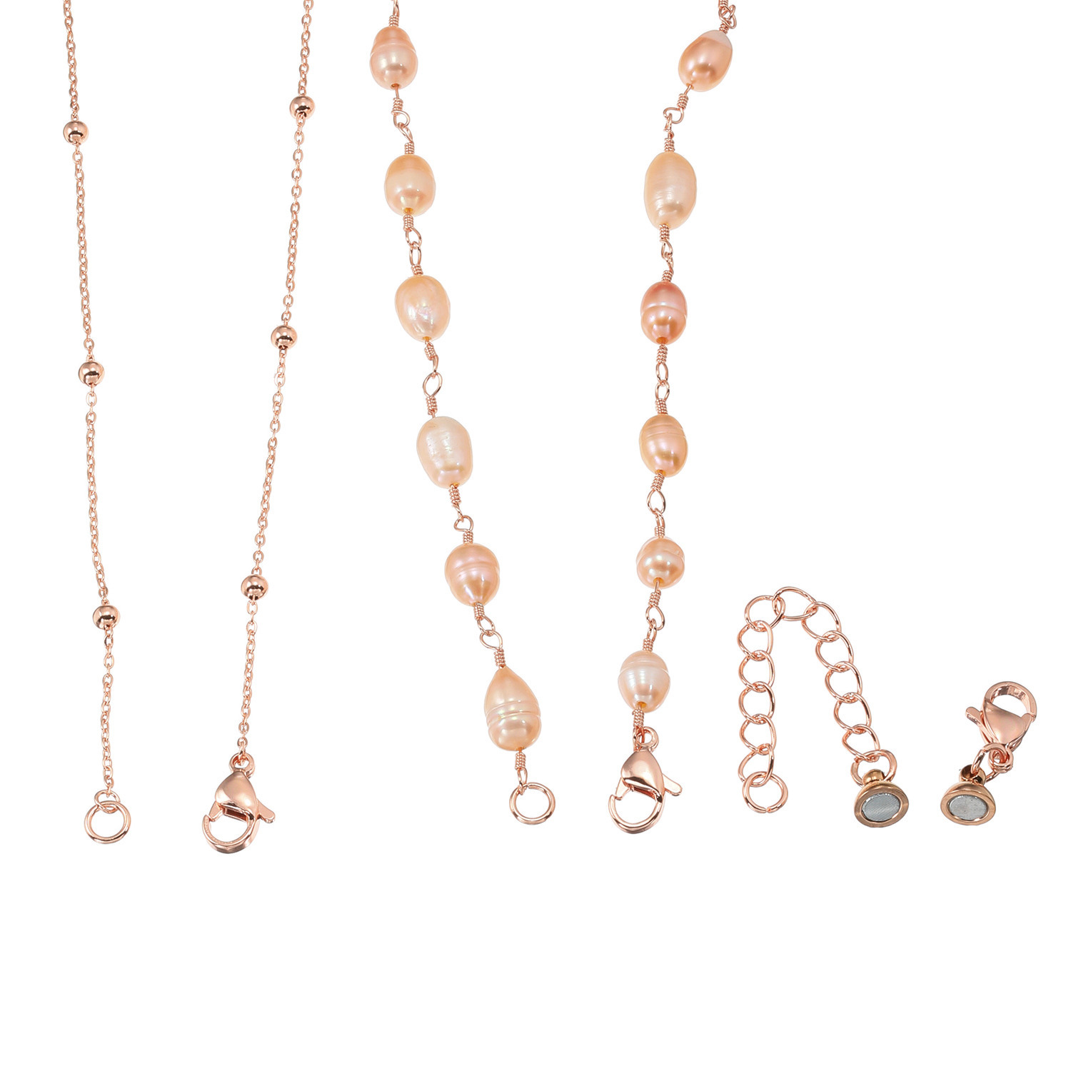 カリーナ・ペルラ 毎日を彩る ジュエリー３点セット！ 淡水パールネックレス＆ ステンレスネックレス＆ アジャスター付マグネット 〜リエゾン　トリニティ〜