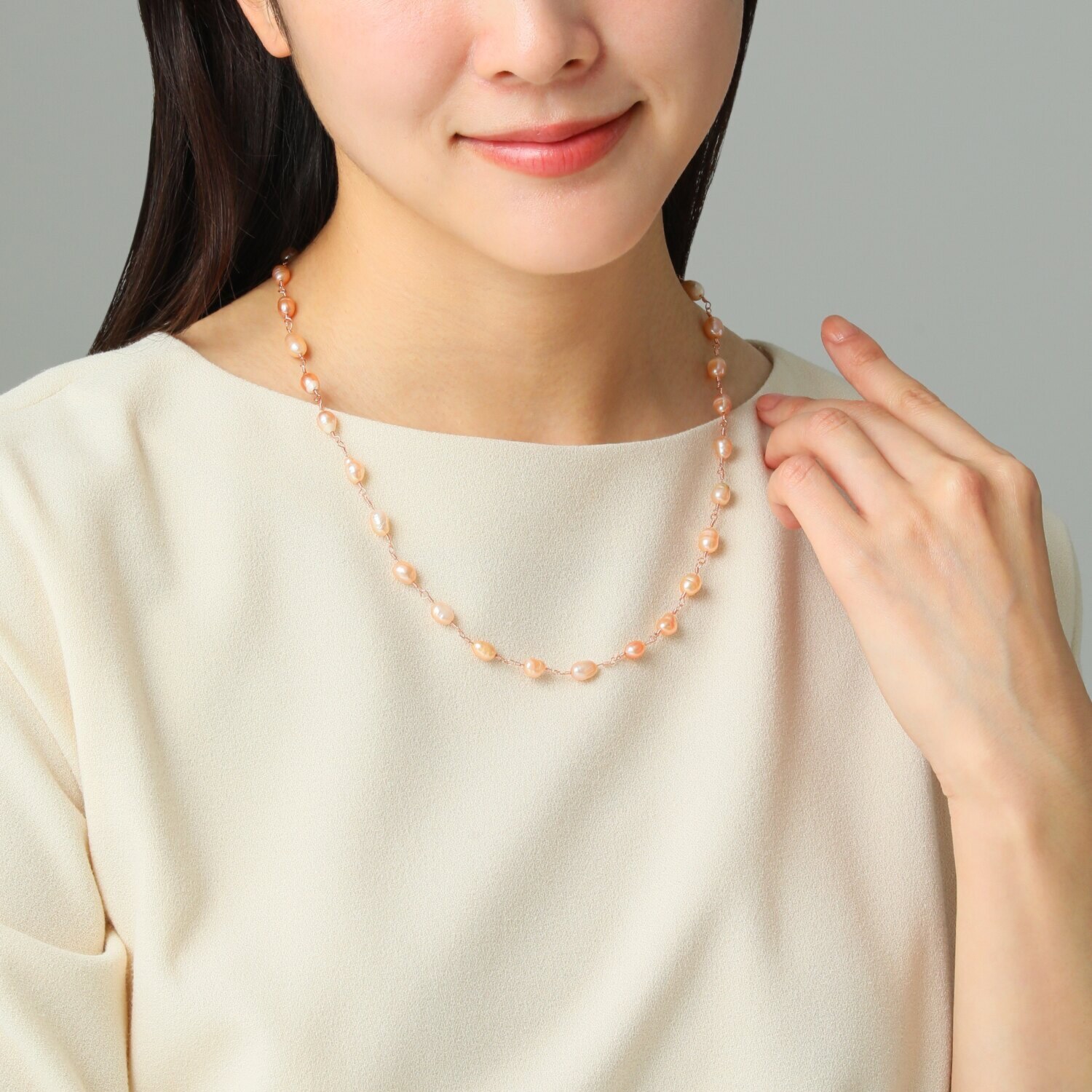 カリーナ・ペルラ 毎日を彩る ジュエリー３点セット！ 淡水パールネックレス＆ ステンレスネックレス＆ アジャスター付マグネット 〜リエゾン　トリニティ〜