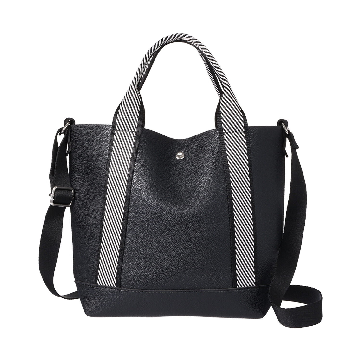 ラルジュ ショルダーストラップ付 フェイクレザー デザインハンドルバッグ