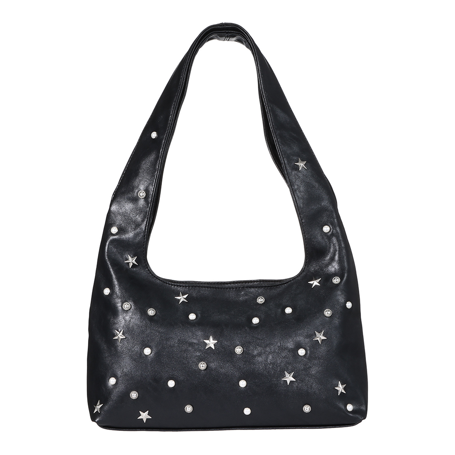 ラルジュ スタッズアクセント ワンハンドルバッグ