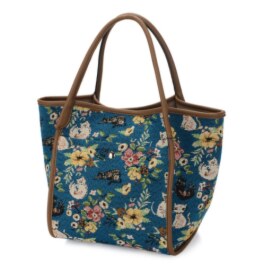 ラルジュ レトロ猫＆フラワー柄 ゴブラントートバッグ
