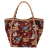 ラルジュ レトロ猫＆フラワー柄 ゴブラントートバッグ