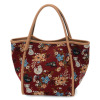 ラルジュ レトロ猫＆フラワー柄 ゴブラントートバッグ