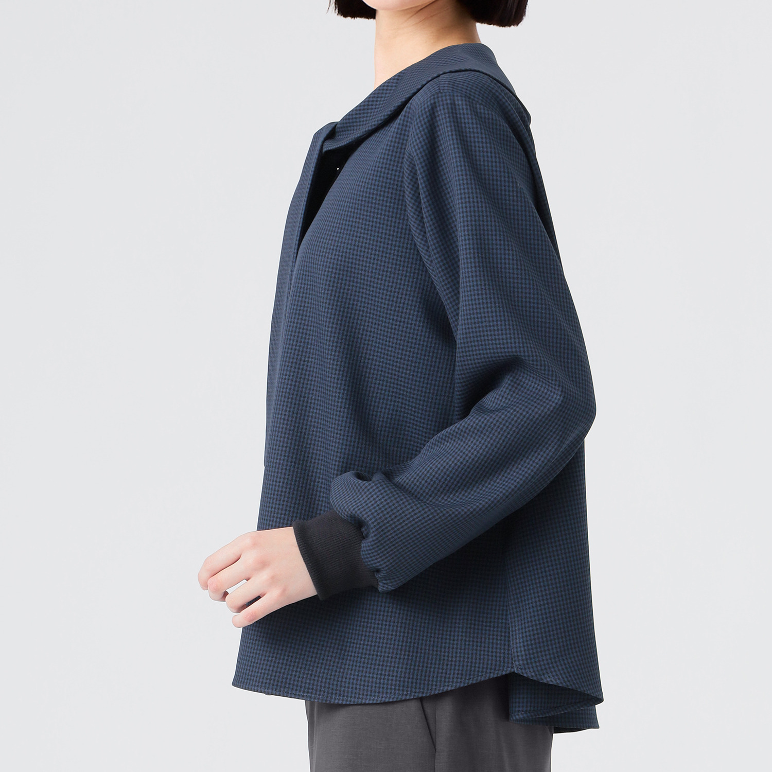 イフェメル／ ダブルフェーストーキョー 日本製 ガンクラブチェック ボウタイブラウス