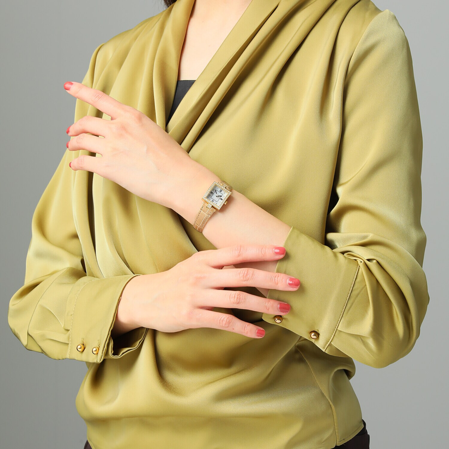 ルナージュ １５周年記念モデル １秒ごとの煌めき ０．６カラットＵＰ ダイヤモンド クロコダイルベルト ソーラーウォッチ