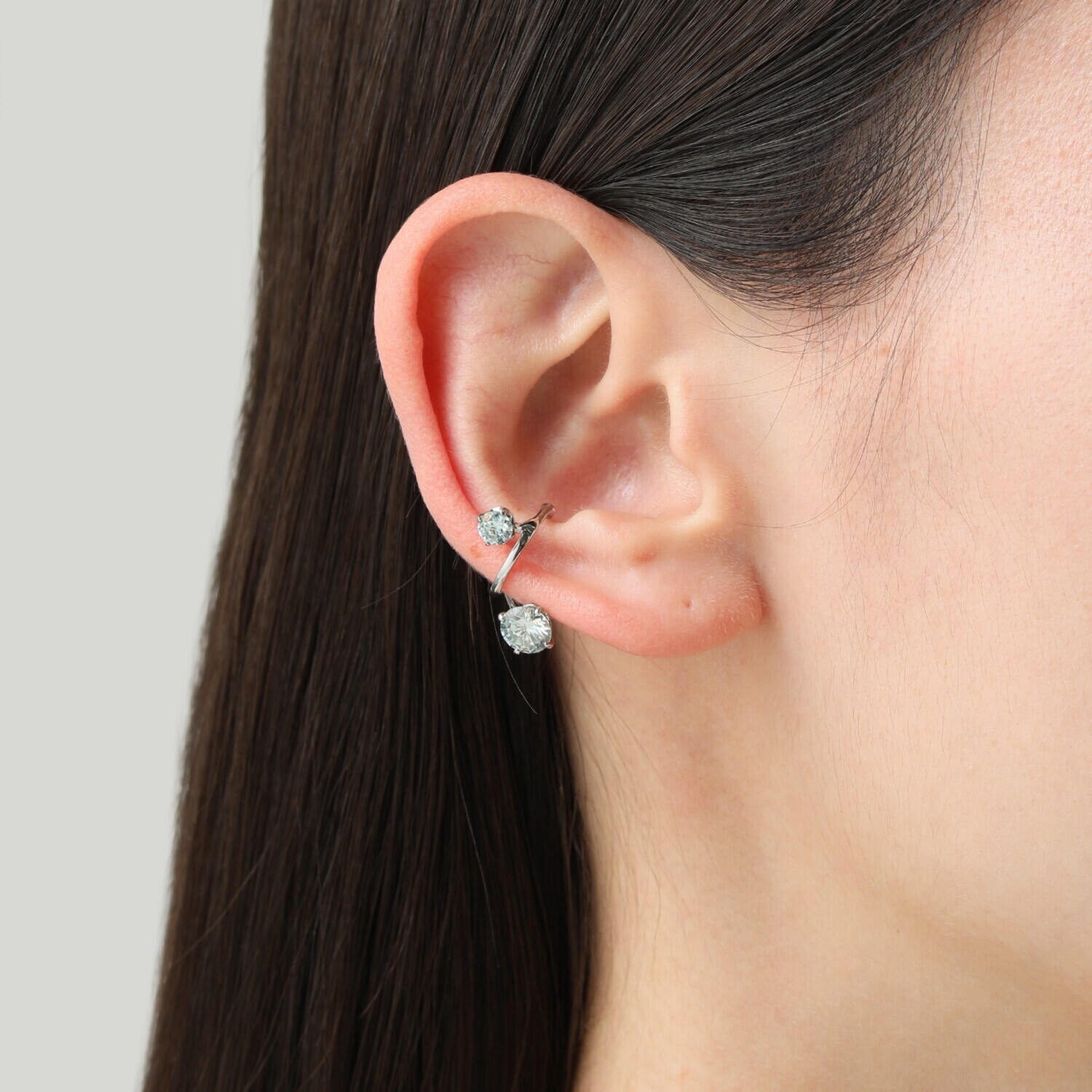 エクラトリエ サージカルステンレス モアサナイト ハッピー イヤーカフ ＜片側のみ＞