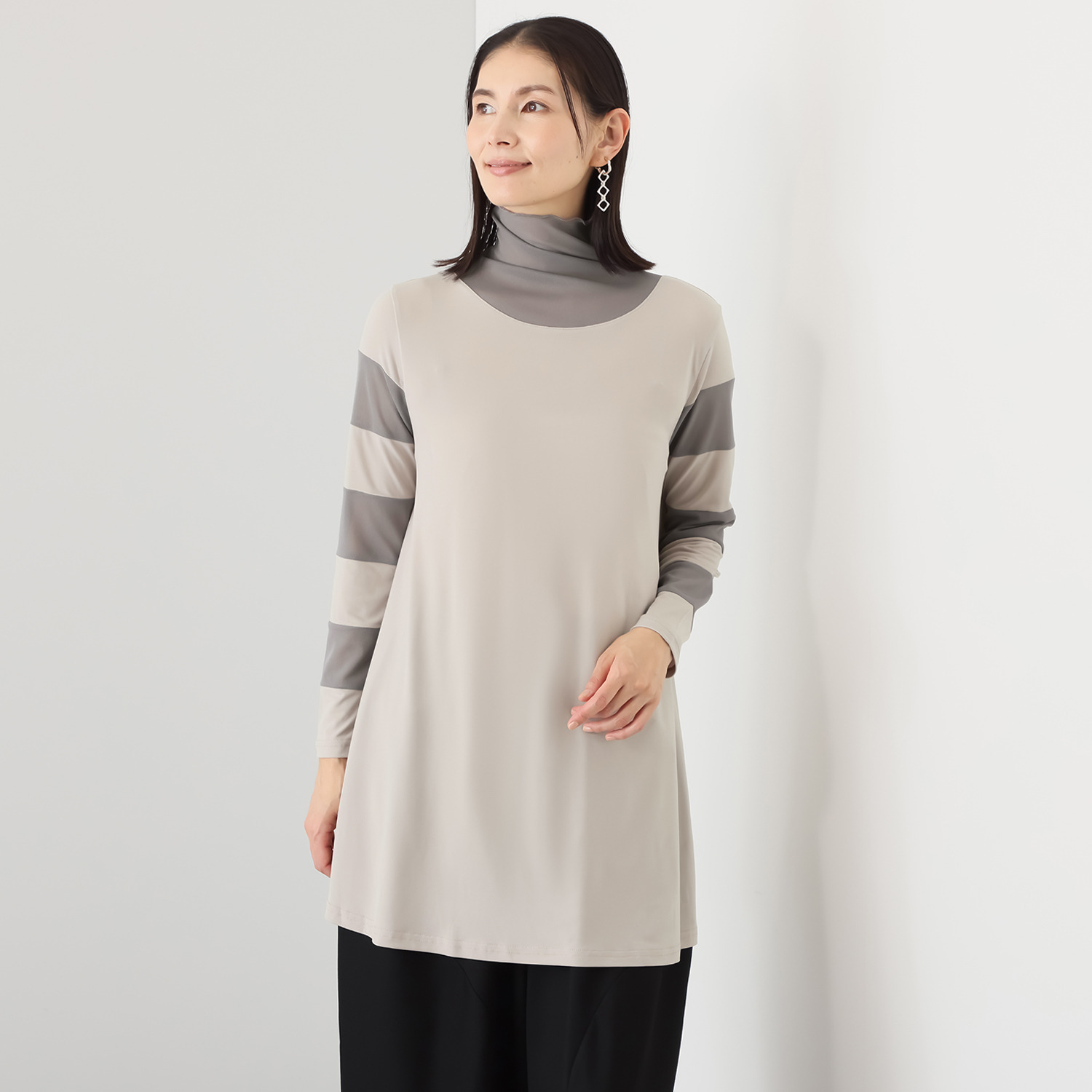 コイビトミサキ メッシュ切替 ロング インナープルオーバー