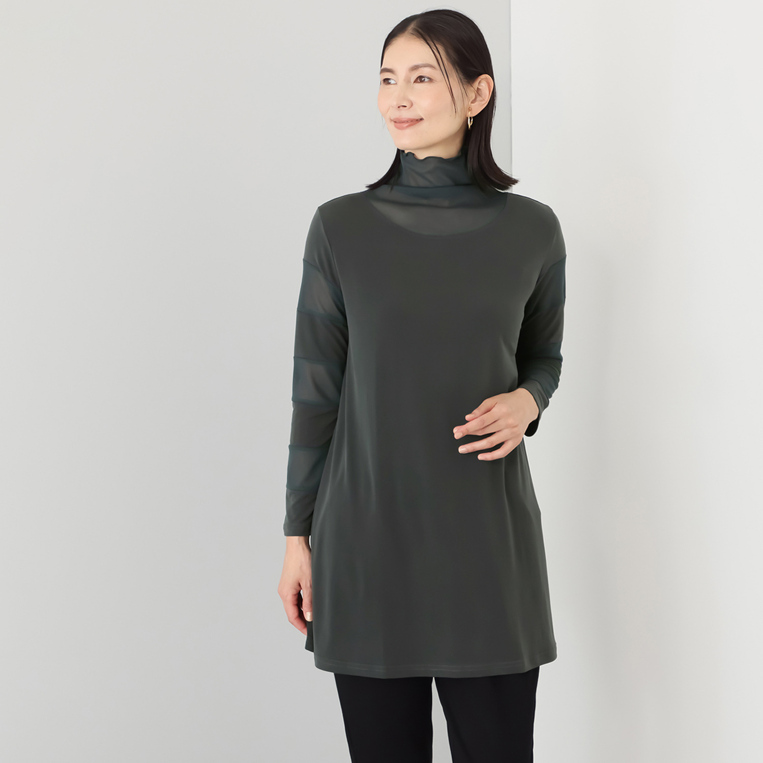 コイビトミサキ メッシュ切替 ロング インナープルオーバー