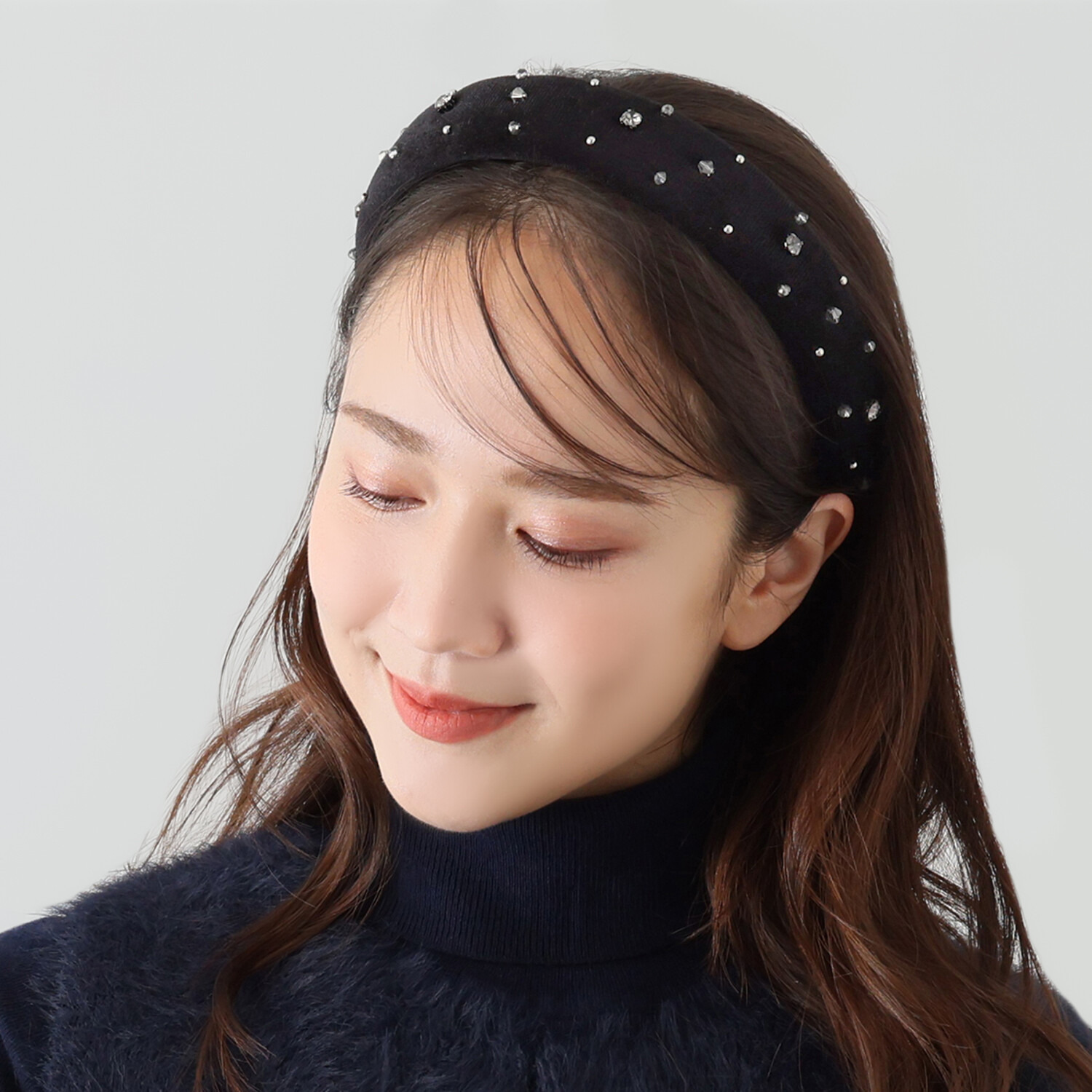 マイビジュー ベロアカチューシャ＆ キラキラビーズ ヘアゴムセット