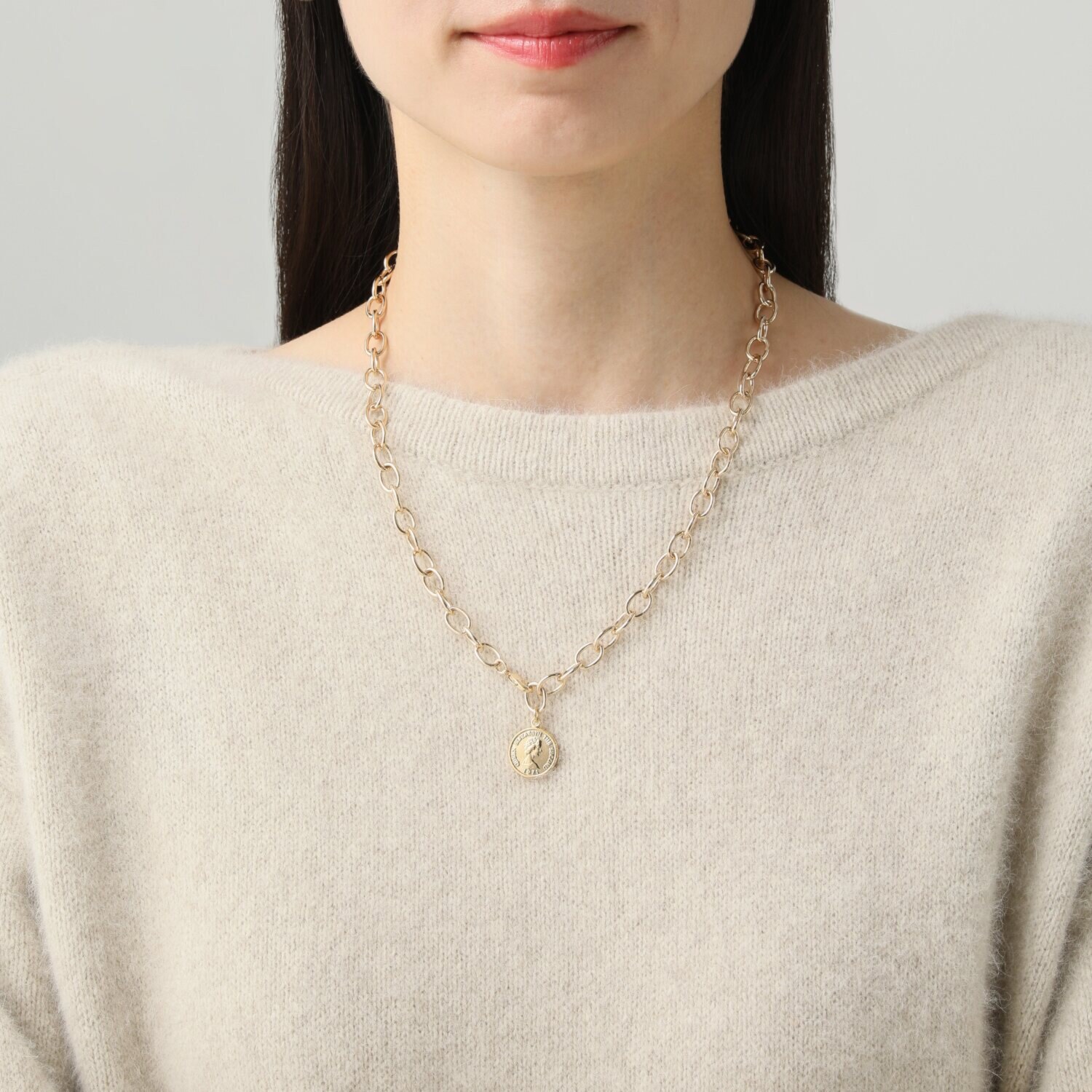 マイビジュー リバーシブル コインモティーフ チェーンネックレス