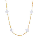 キラレ ステンレス マザーオブパール クローバーモティーフ ステーション ロングネックレス