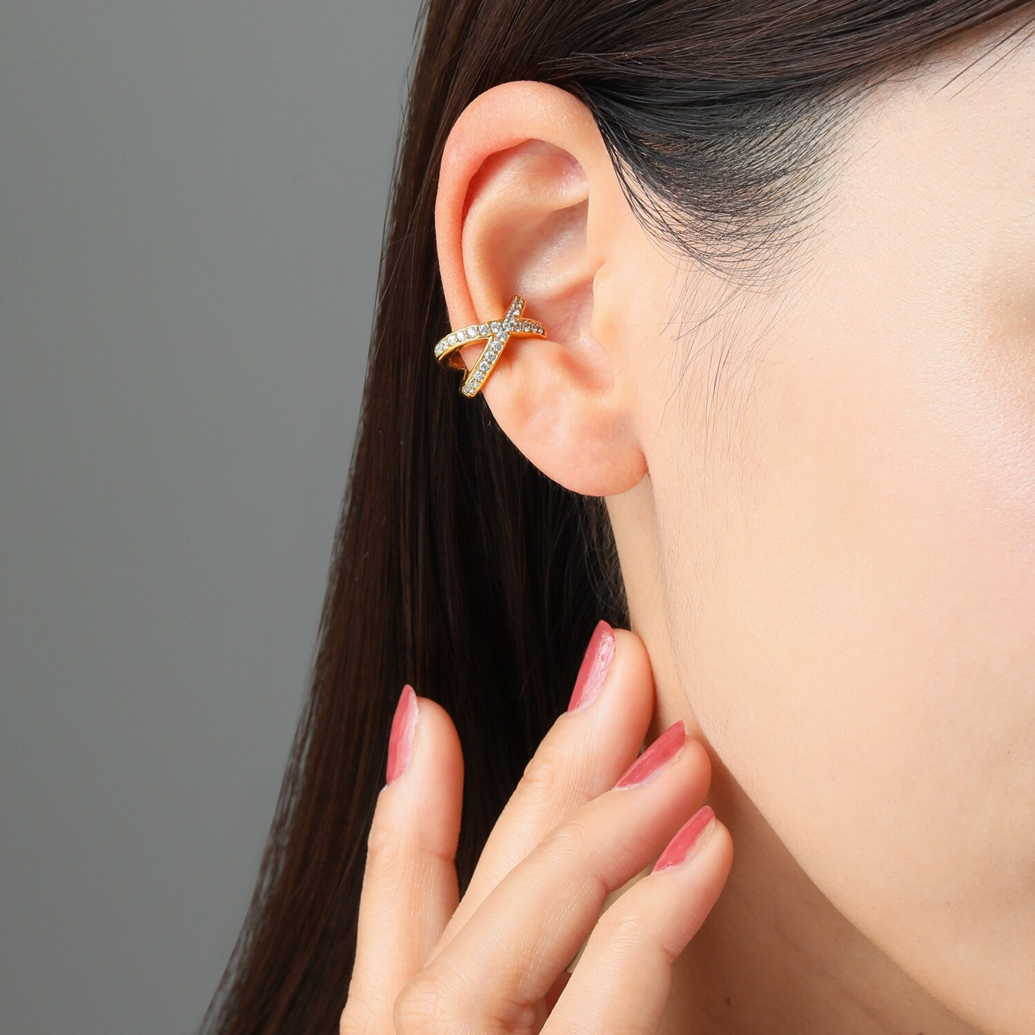 キラレ ステンレス ＣＺ クロスライン リバーシブルイヤーカフ ＜片側のみ＞