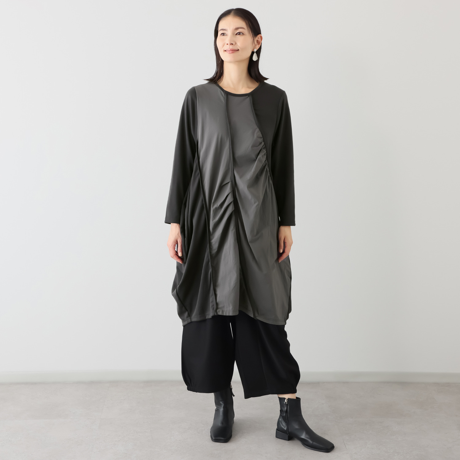 コイビトミサキ アシンメトリー 切替デザイン ロングチュニック