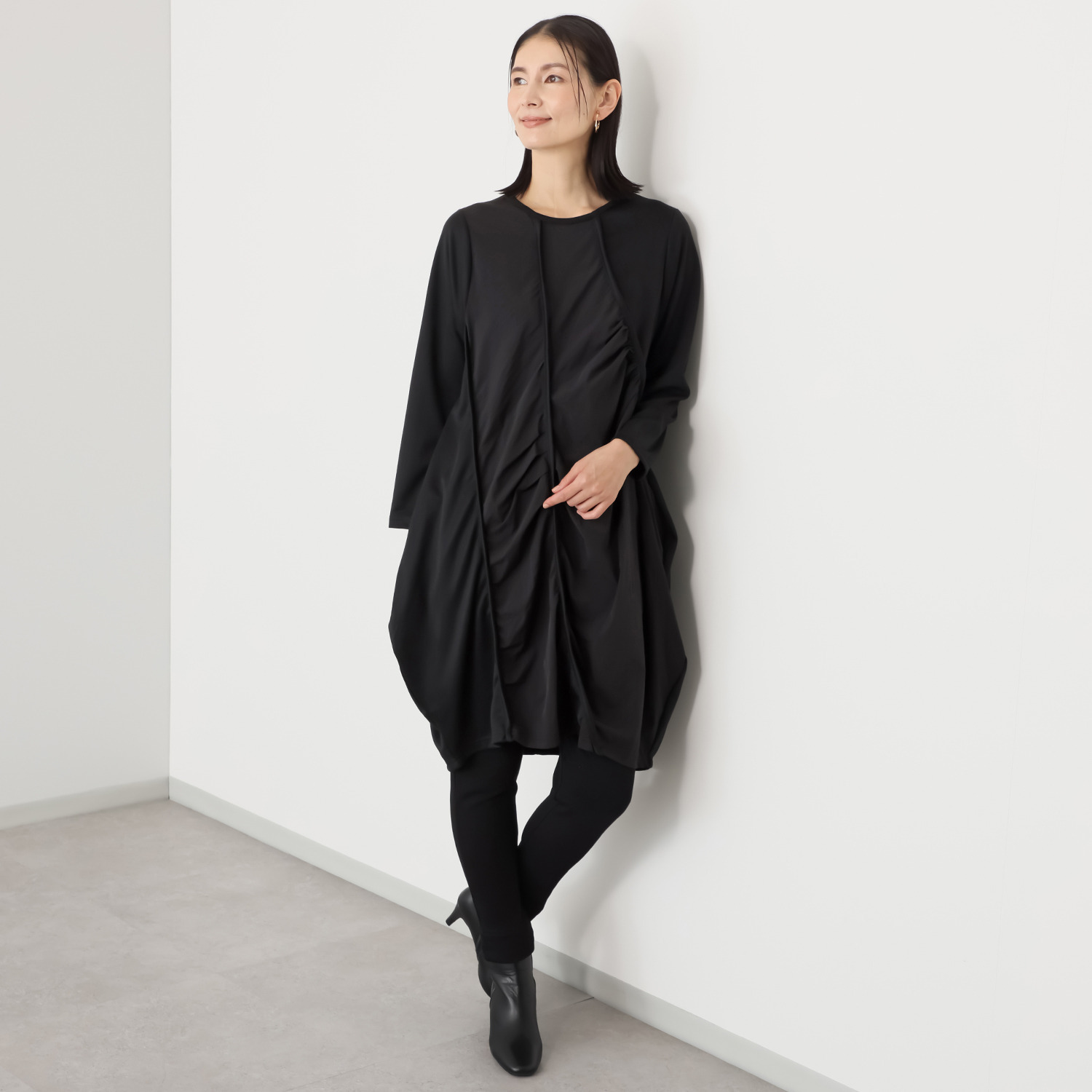 コイビトミサキ アシンメトリー 切替デザイン ロングチュニック