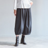 ベルポニー リラックスシルエット ギャザーデザイン ストライプ柄パンツ