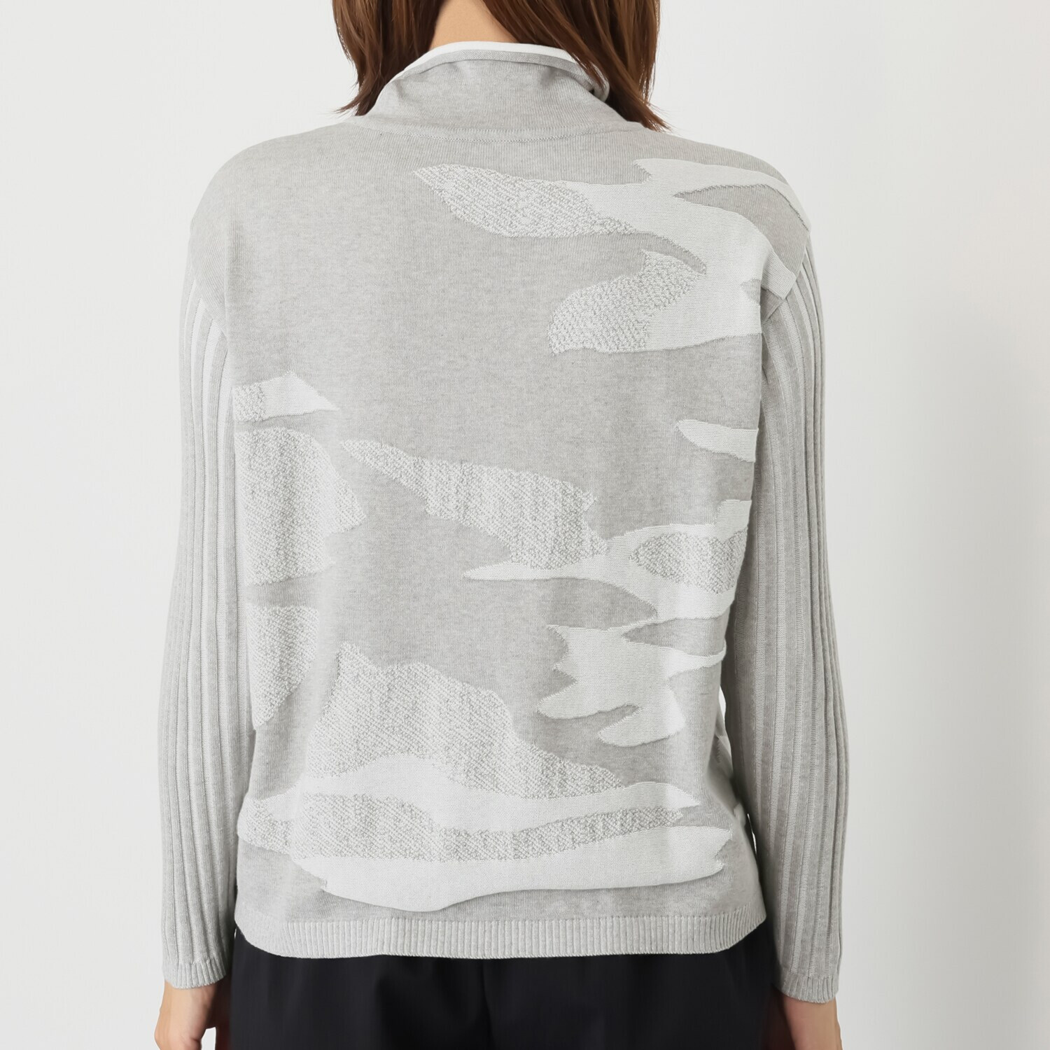 ヨシヨシ バイ　ピージェイ オリジナルジャガード編 ボックスシルエット ハイネックプルオーバー